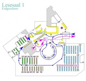 Im Erdgeschoss der tub. wurden Wartezonen und Laufwege eingezeichnet.