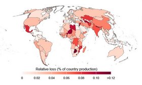 L&auml;nder mit der h&ouml;chsten Anf&auml;lligkeit f&uuml;r Ernteverluste infolge von Bodendegradation. Karte: GHI